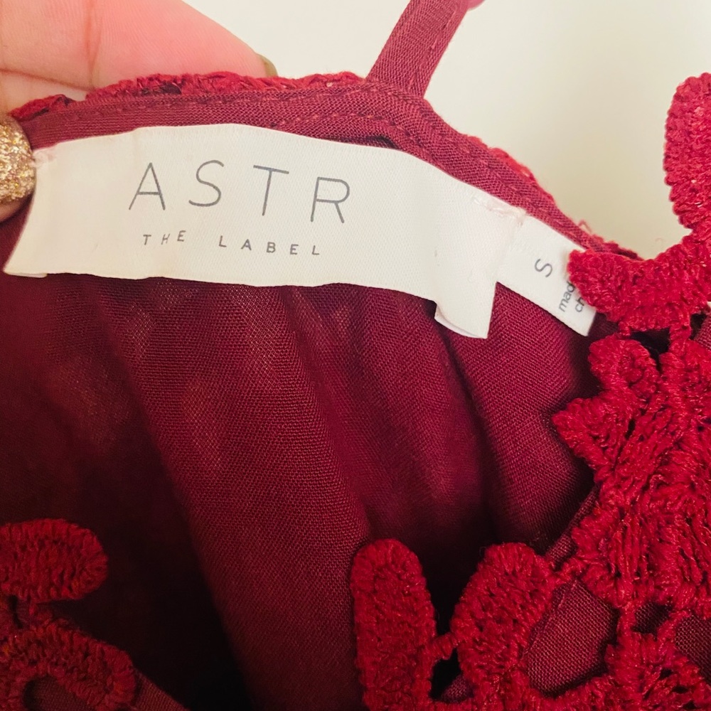 ASTR the Label Lace Midi Dress in Berry Red